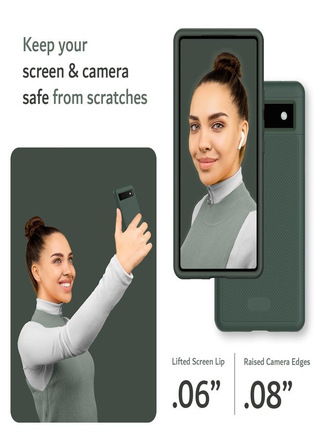 توديا جراب TUDIA MergeGrip [بمواصفات عسكرية] مصمم خصيصًا لهاتف Google Pixel 6a (2022)، [مُختبر ضد السقوط]، غطاء حماية مزدوج الطبقات مقاوم للصدمات، نحيف ومتين، مانع للانزلاق، شديد التحمل - أخضر صنوبري - Image 4